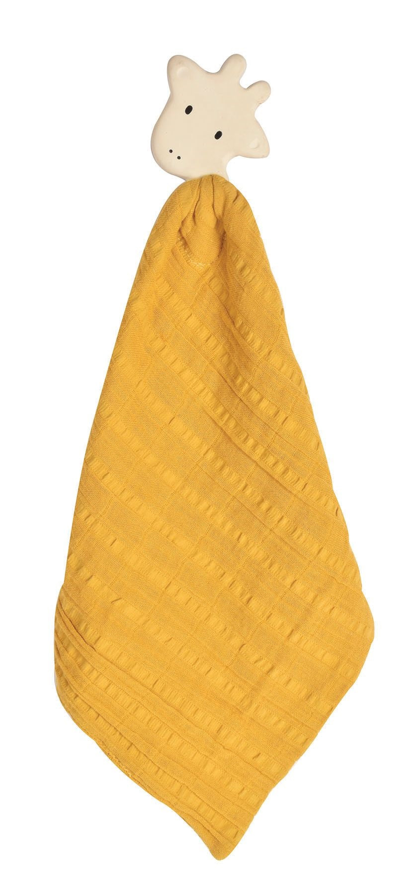 Giraffe Comforter Mustard Yellow with Organic Natural Rubber Teether