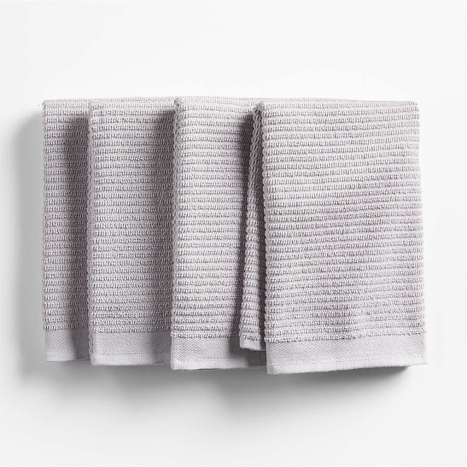 Ribbed Bar Mop Grey Organic Cotton Dish Towels, Set of 4