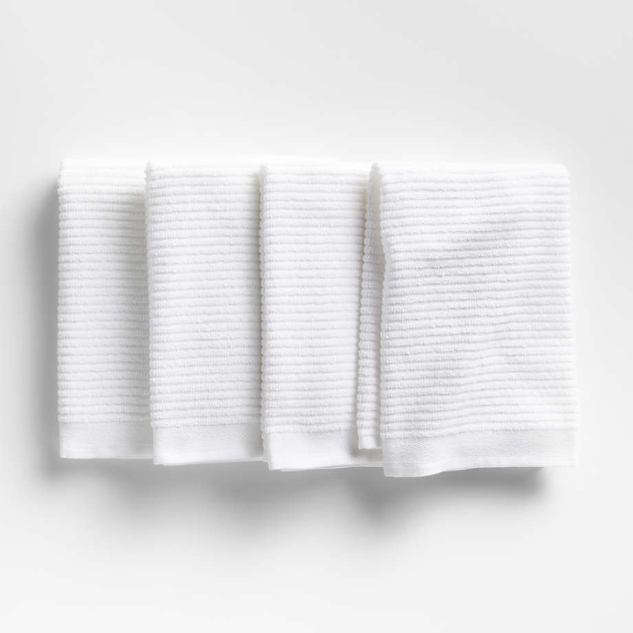 Ribbed Bar Mop Grey Organic Cotton Dish Towels, Set of 4