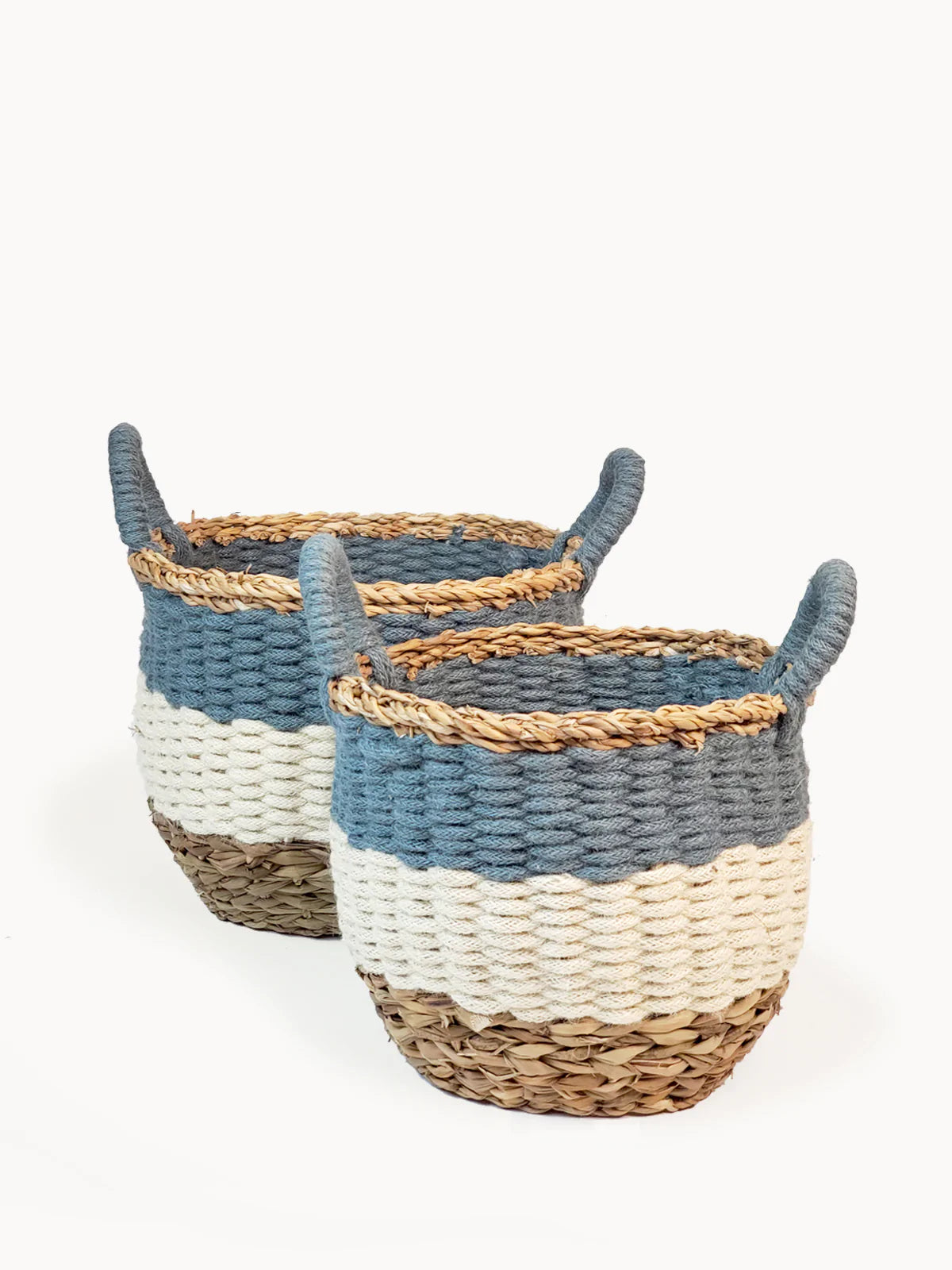 Ula Stripe Basket, Blue