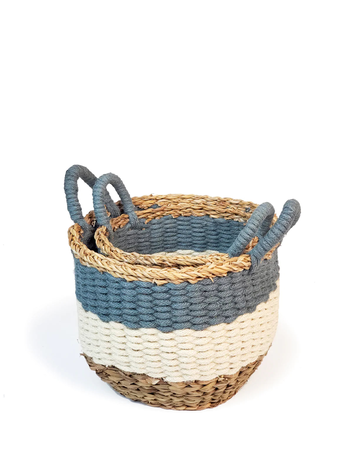 Ula Stripe Basket, Blue