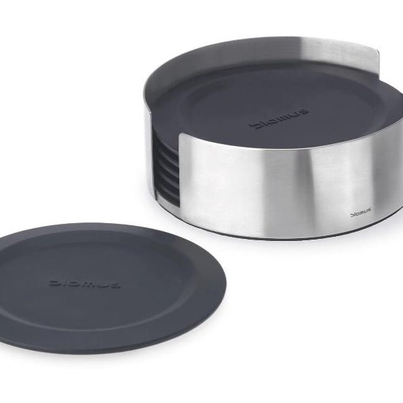 Coasters with Stainless Steel Holder - Round