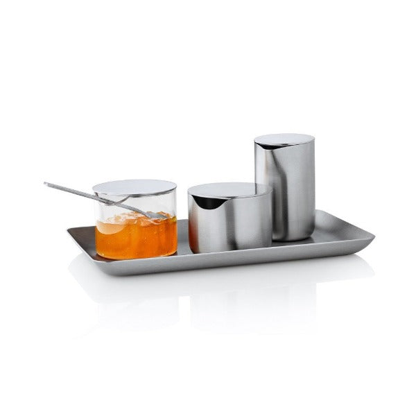 Glass Condiment Server with Stainless Steel Lid
