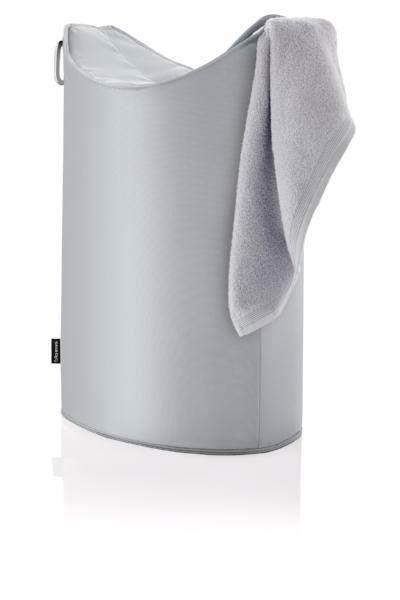 Foldable Laundry Bin - Light Gray with towel