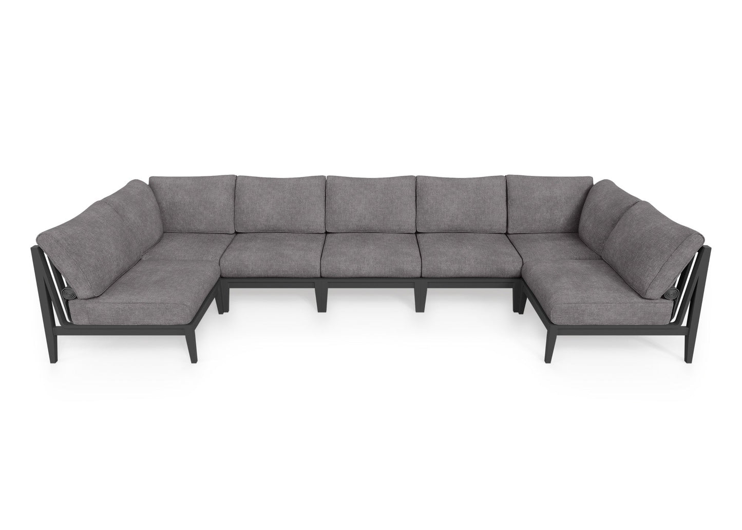 Charcoal Aluminum Outdoor U Sectional - 7 Seat