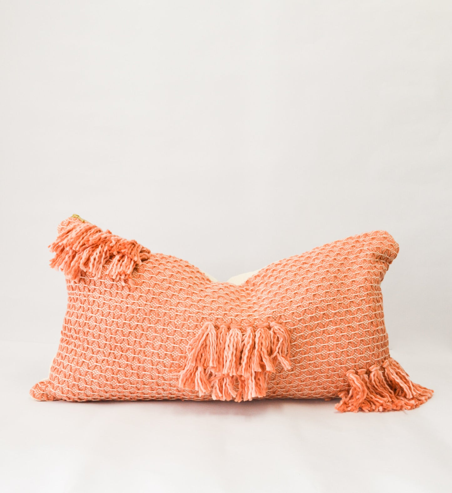 Diamond Guayaba Pink Lumbar Pillow Cover with Tassels