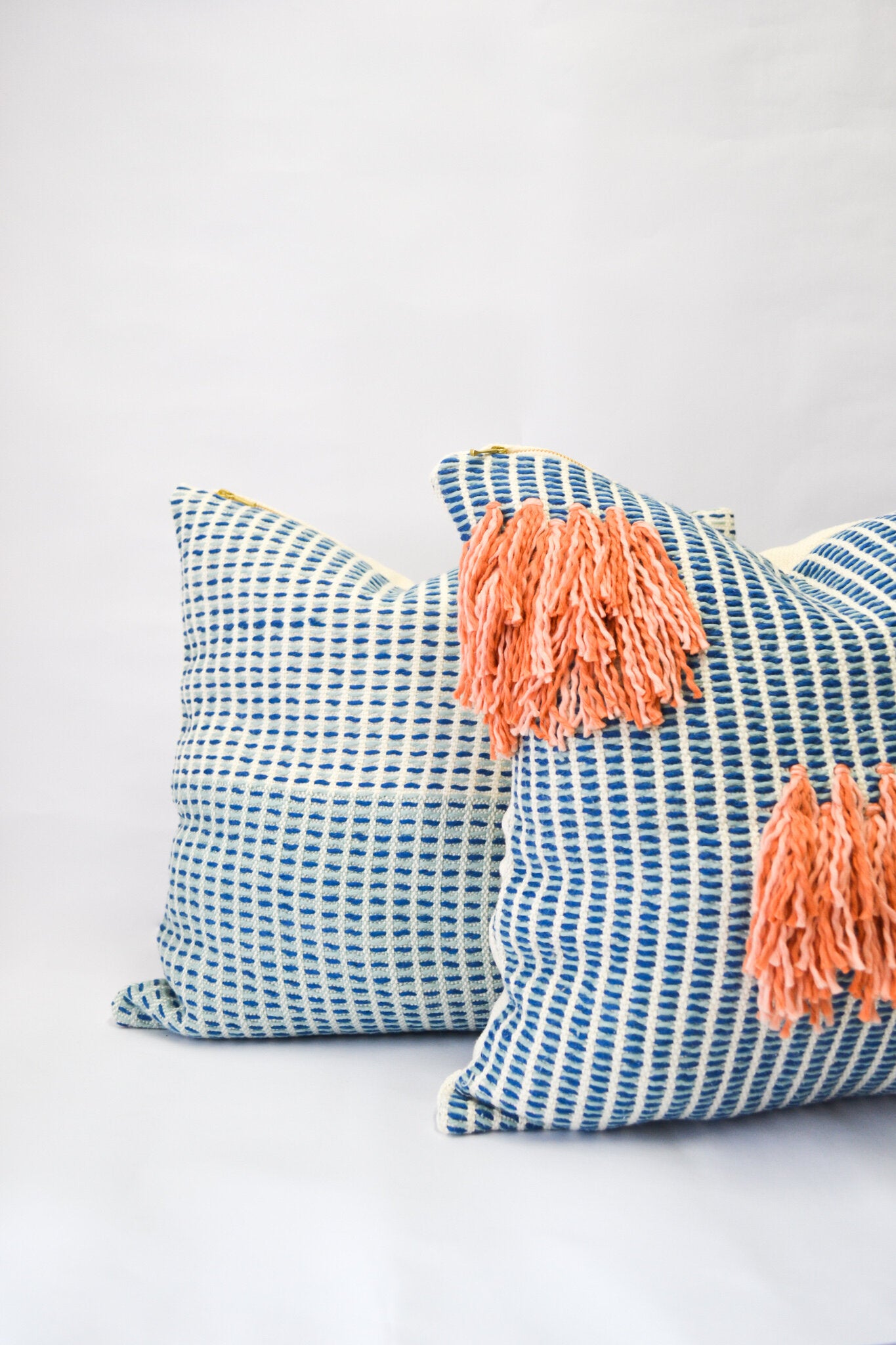 Naidi Blue Pillow Cover with Tassels