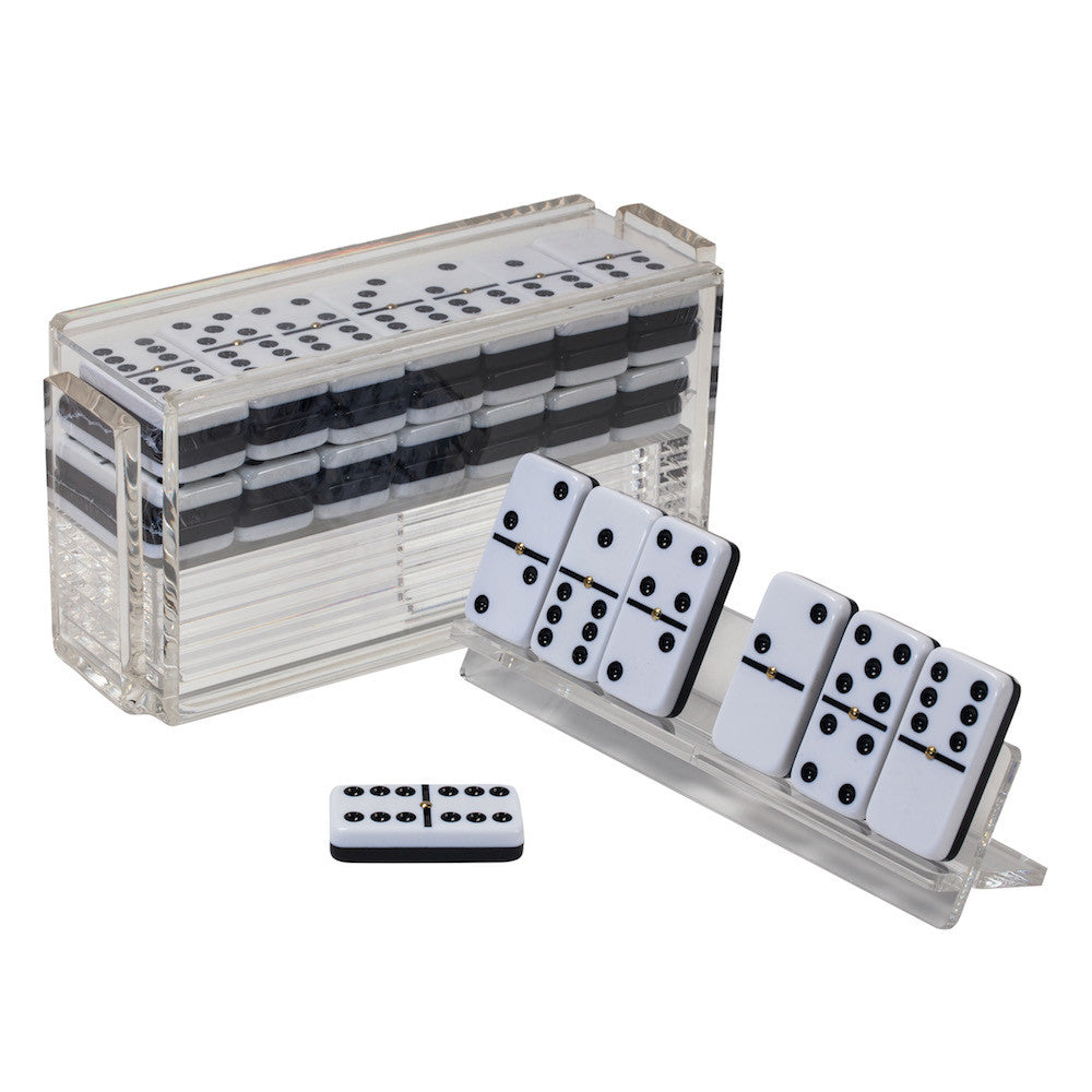 "El Catire" Domino Set with Racks - Clear