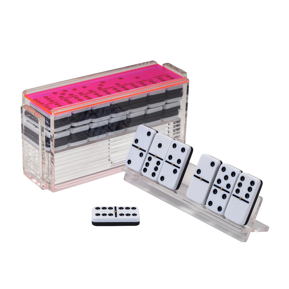 "El Catire" Domino Set with Racks -Neon Pink