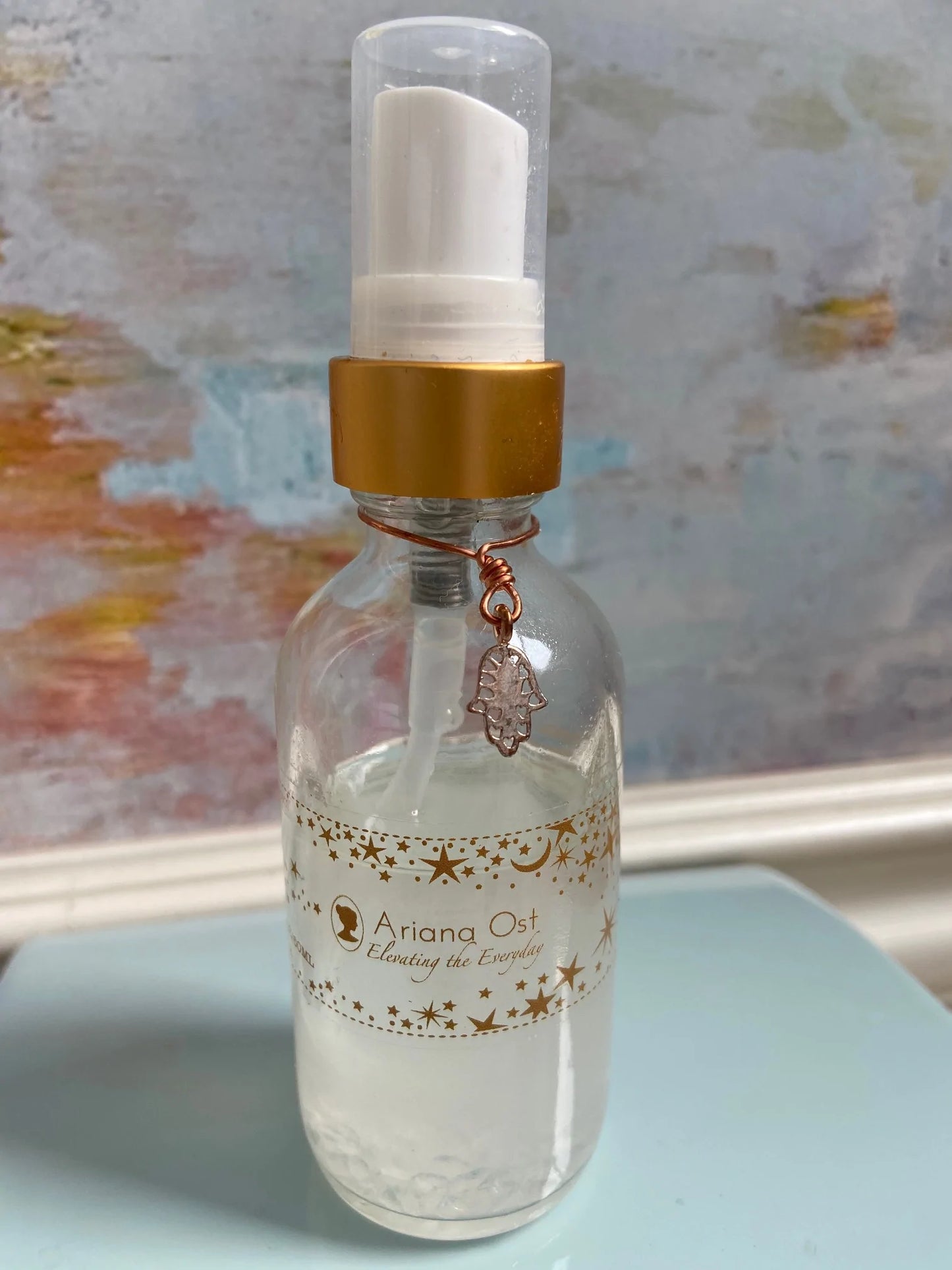 Crystal Infused Hand Sanitizer with Copper Hamsa Charm