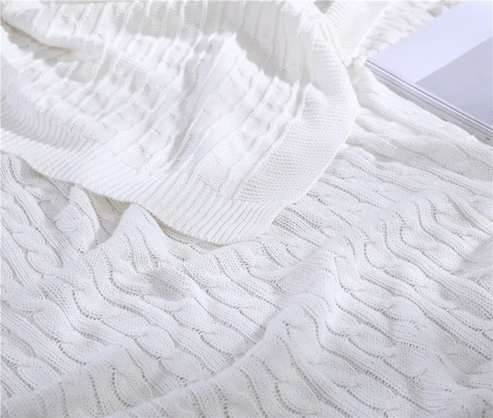 Oak 100% Cotton Cable Knitted 50" x 70" Throw
