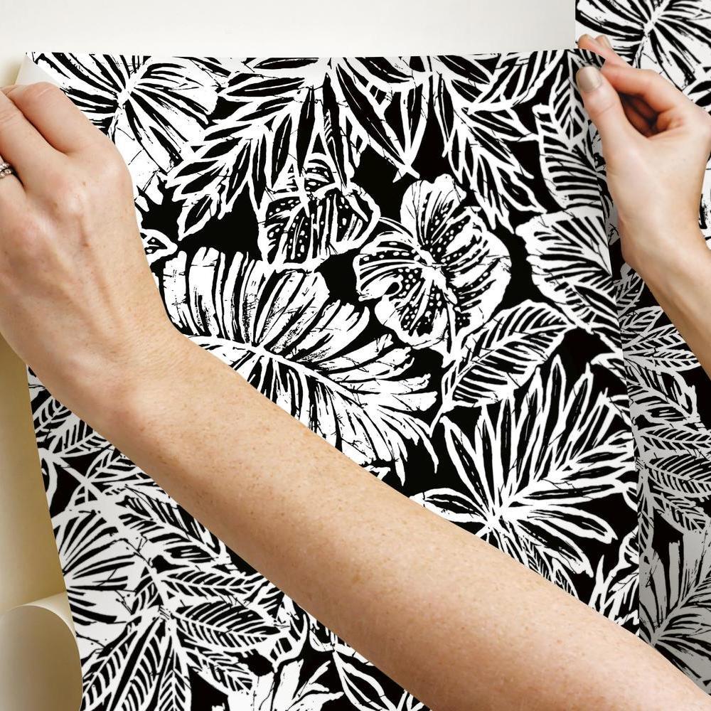Batik Tropical Leaf Peel and Stick Wallpaper