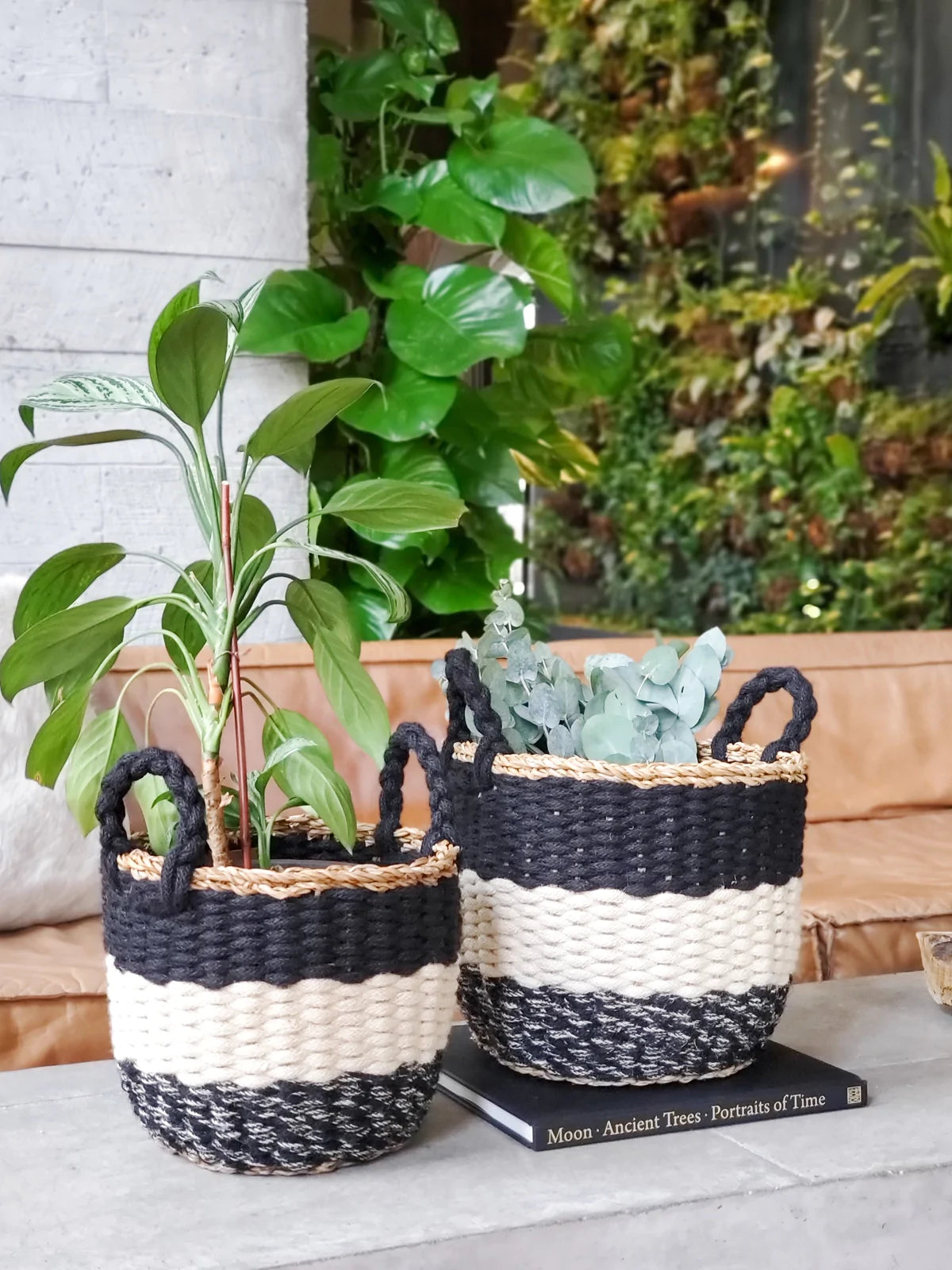 Ula Stripe Basket - Black