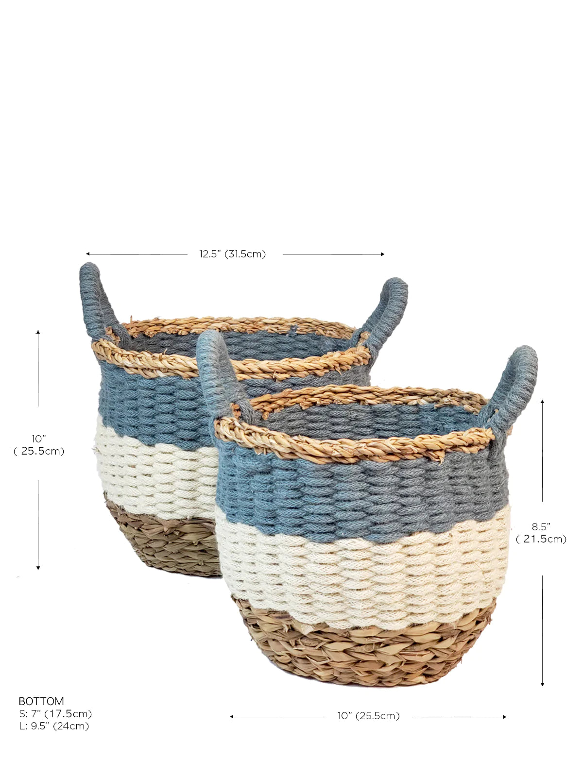 Ula Stripe Basket, Blue