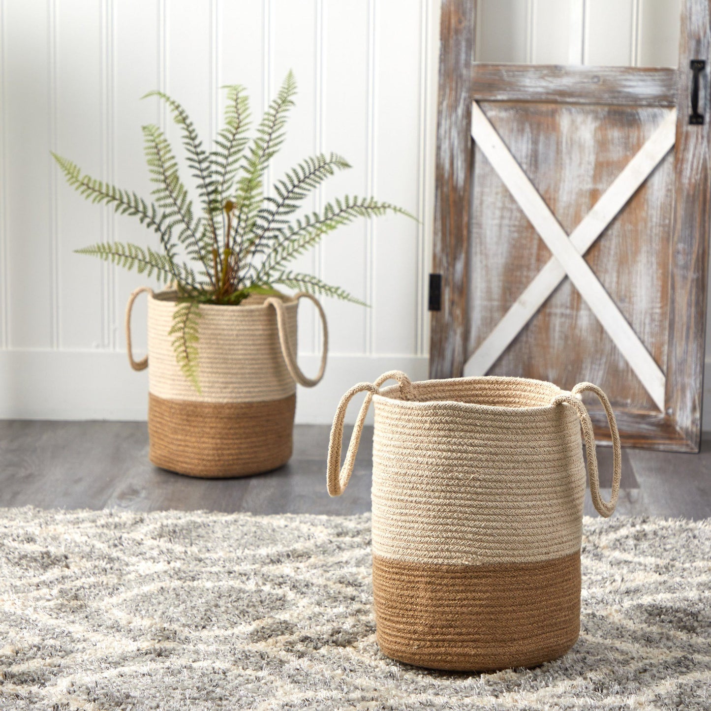 12” Handmade Natural Cotton Woven  Planter