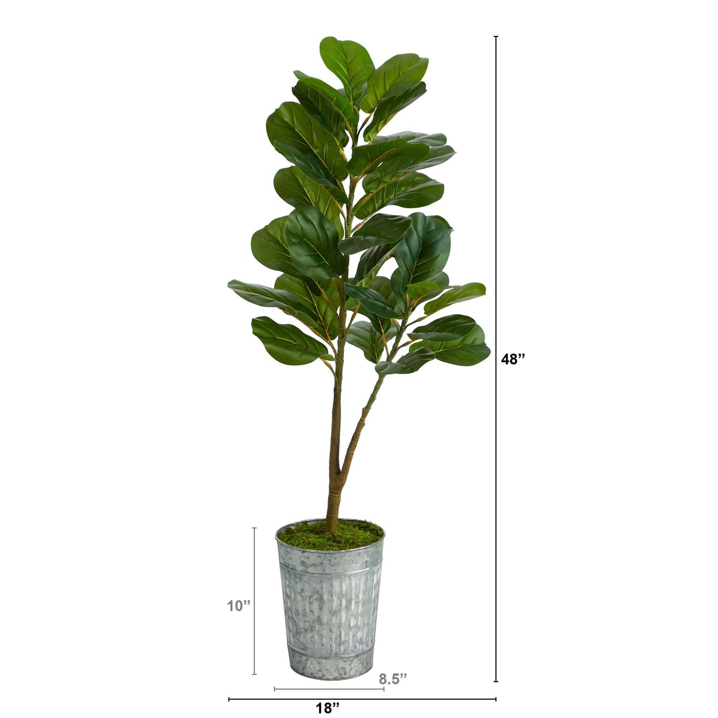 4’ Fiddle Leaf Fig Artificial Tree in Metal Planter