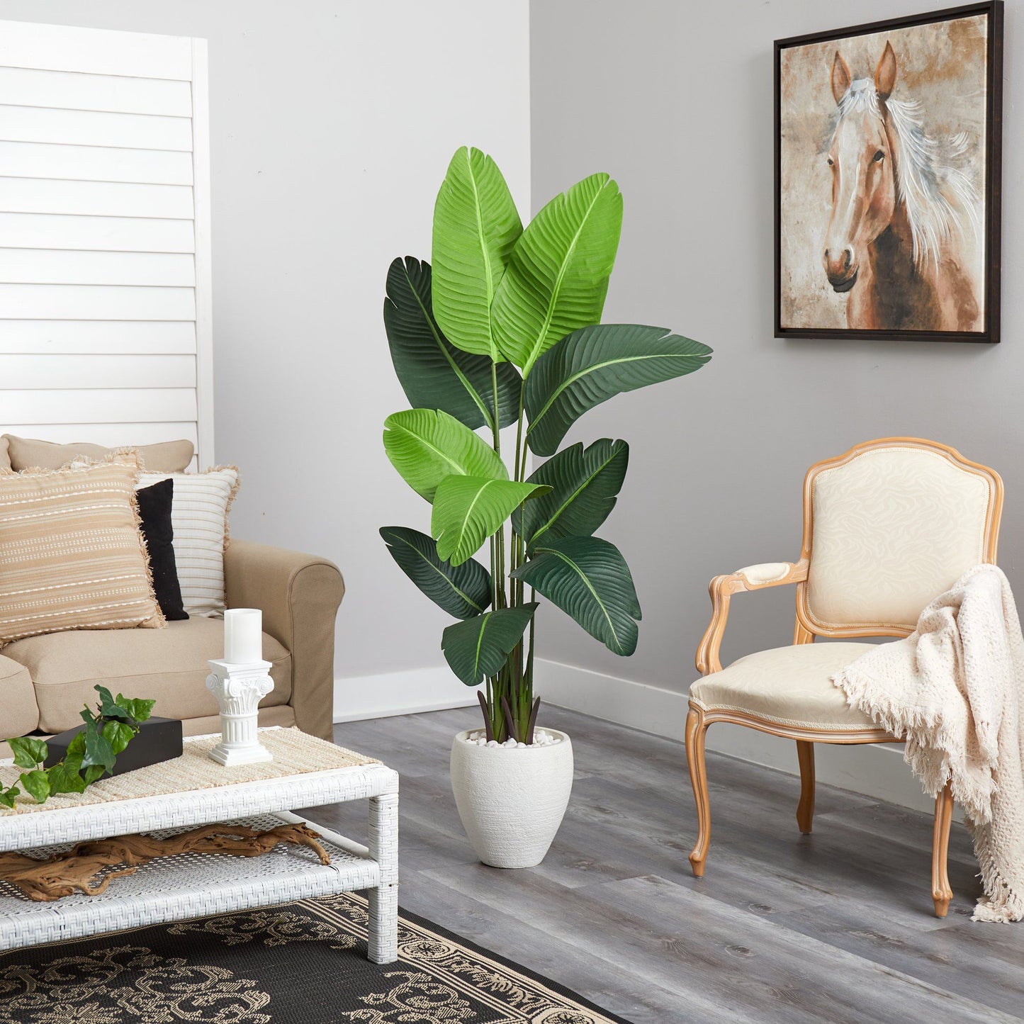 5’ Areca Artificial Palm Tree in White Planter (Indoor/Outdoor)