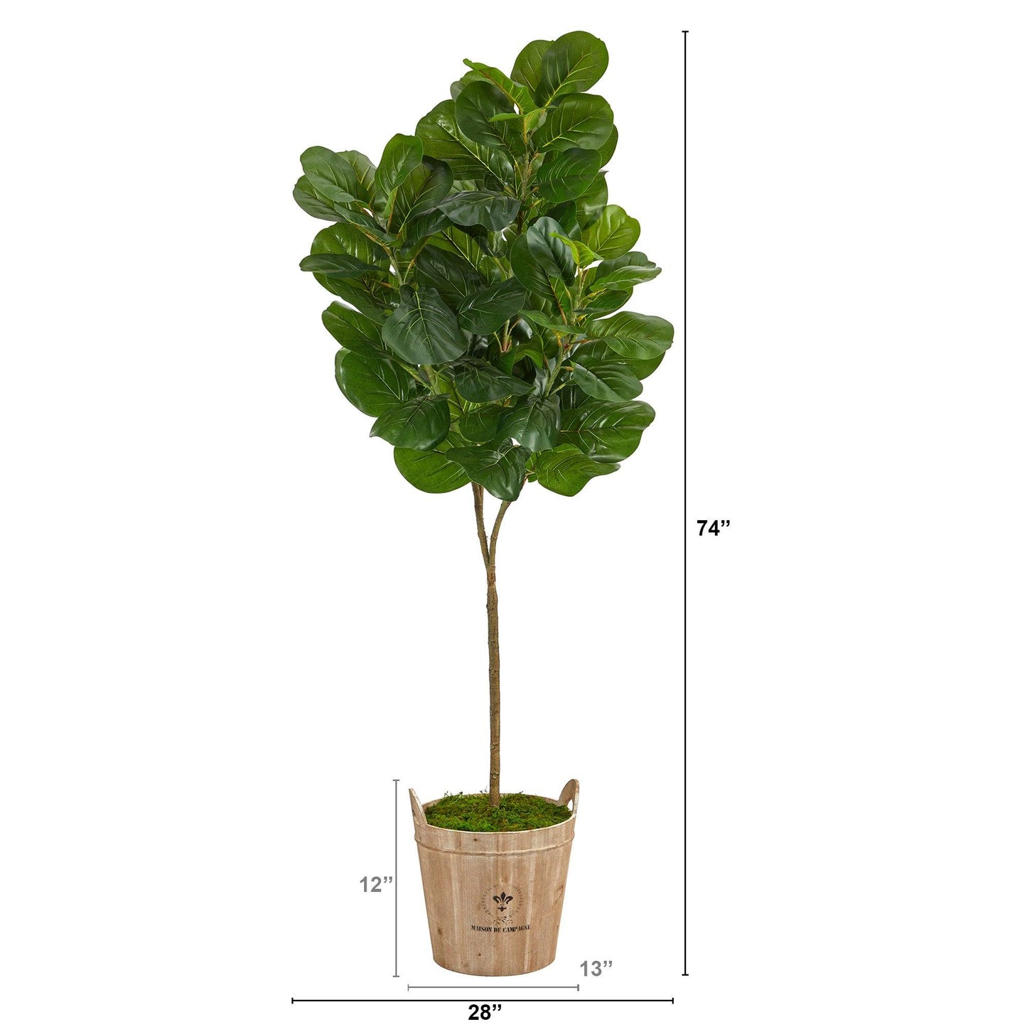 74” Fiddle leaf Fig Artificial Tree in Farmhouse Planter