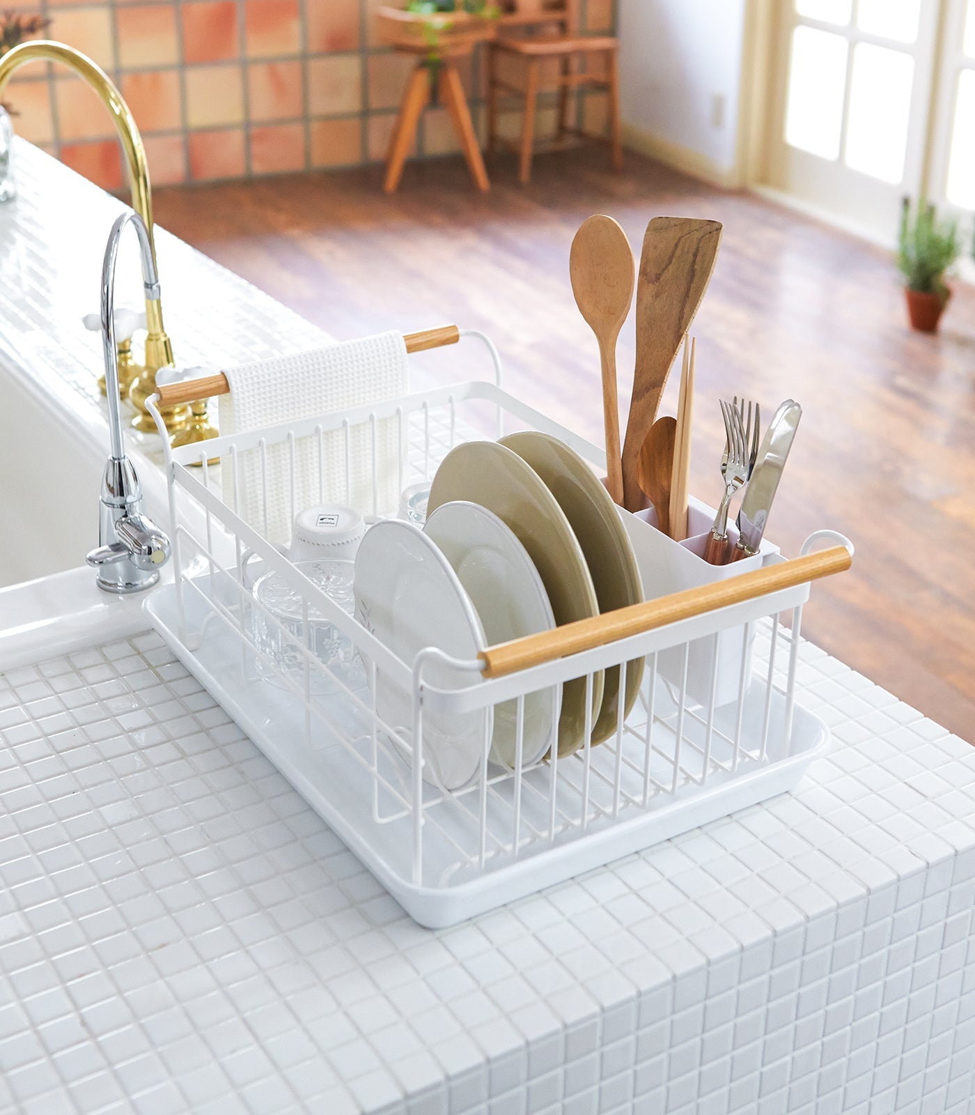 Dish Rack - Steel + Wood