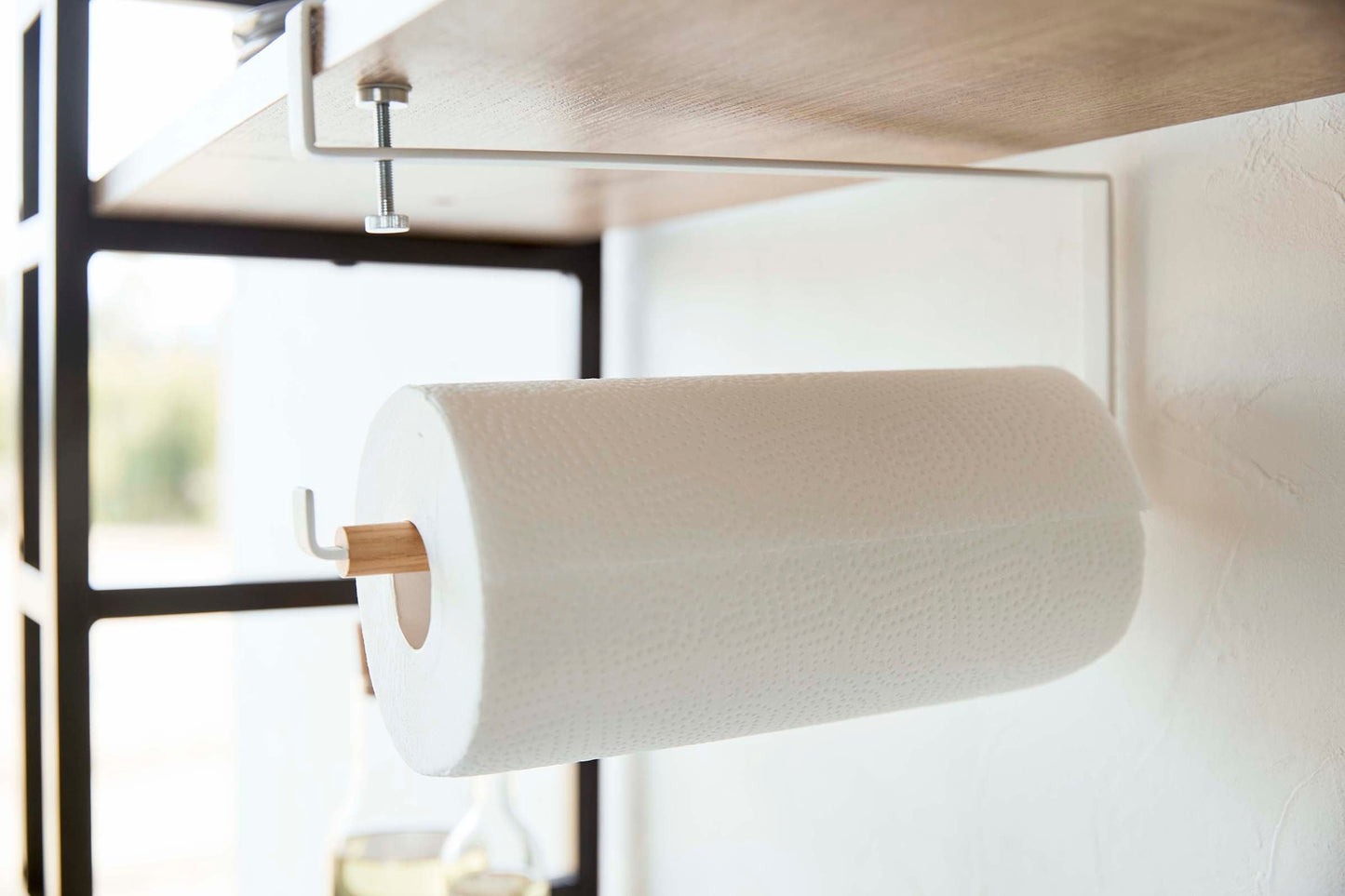 Undershelf Paper Towel Holder - Steel + Wood