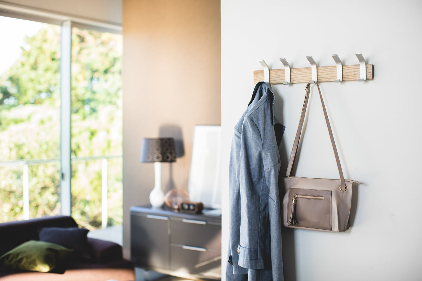 Wall-Mounted Coat Hanger - Steel + Wood