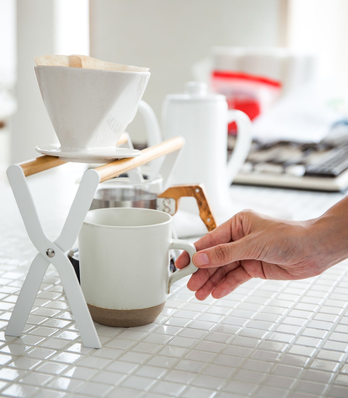 Pour-Over Dripper Stand - Steel + Wood - Wide