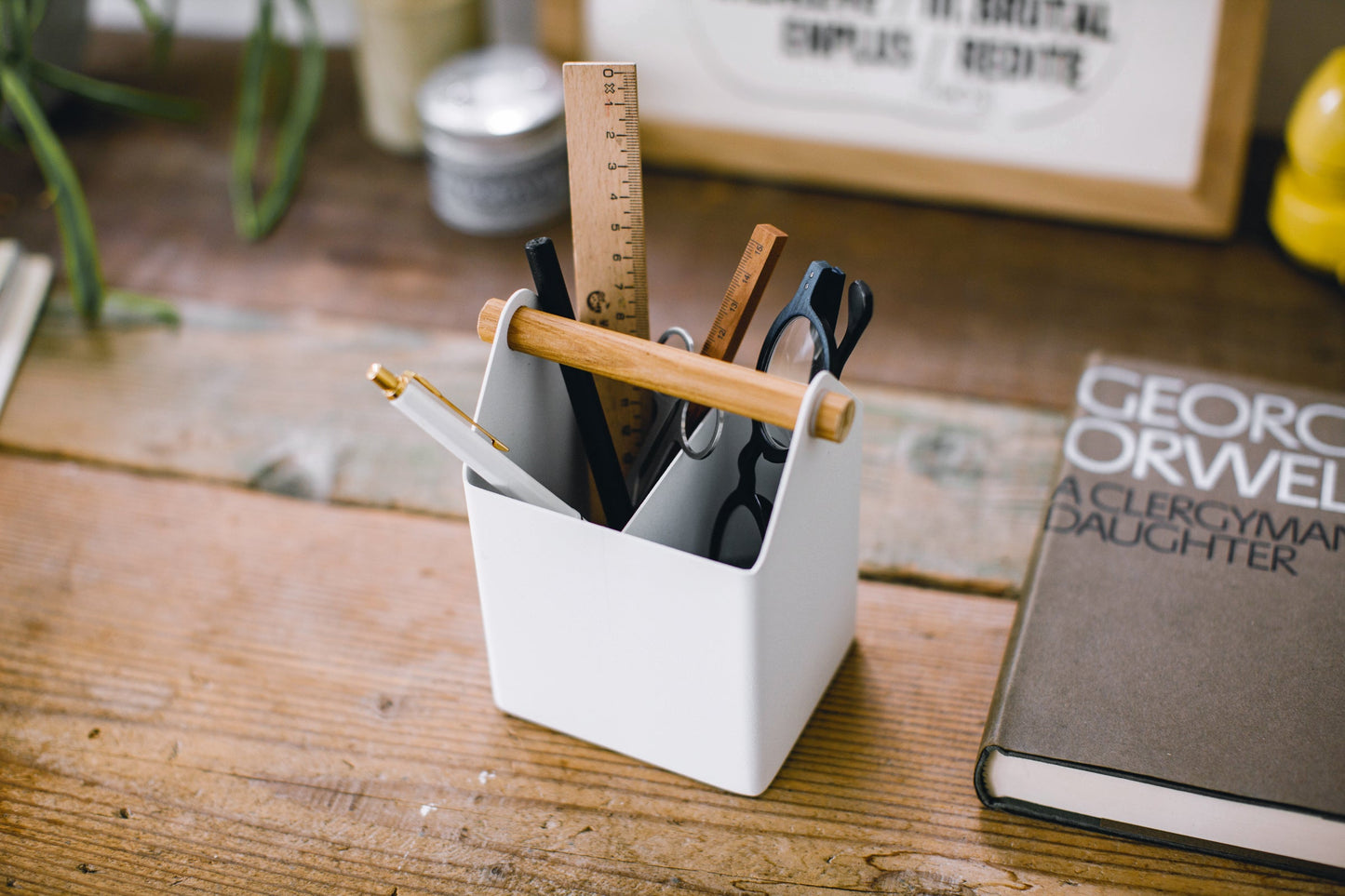 Pen Organizer - Steel + Wood