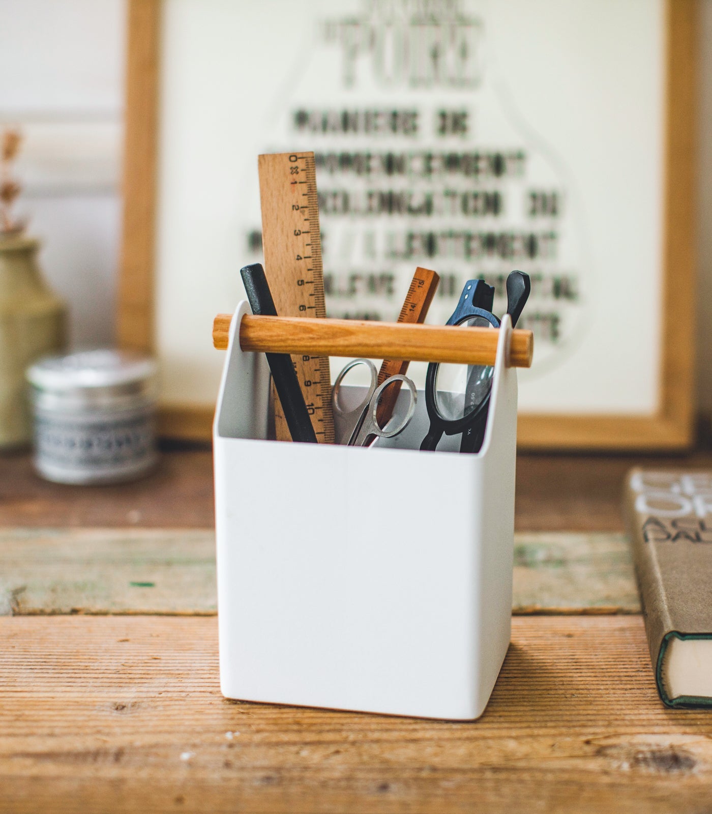 Pen Organizer - Steel + Wood